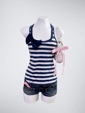 Early 2000s Hollister Nautical Bow Tank | Indie Sleaze Coastal